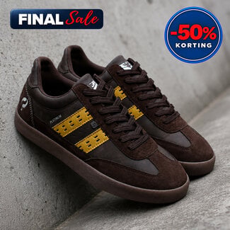 Q1905 Heren Sneaker Platinum - Donkerbruin/Geel