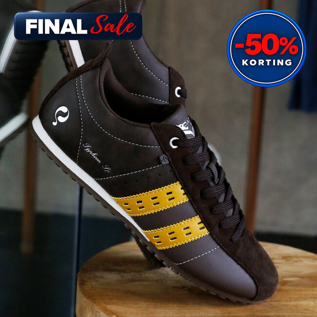 Q1905 Heren Sneaker Typhoon SP - Donkerbruin/Geel