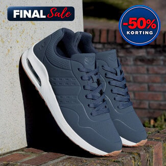 Q1905 Heren Sneaker Hank - Middenblauw/ Wit
