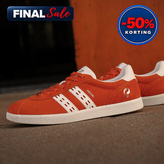 Q1905 Heren Sneaker Medal - Retro Oranje/Wit