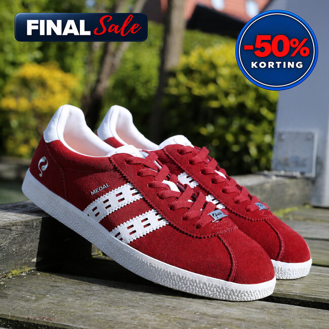 Q1905 Heren Sneaker Medal - Donkerrood/Wit