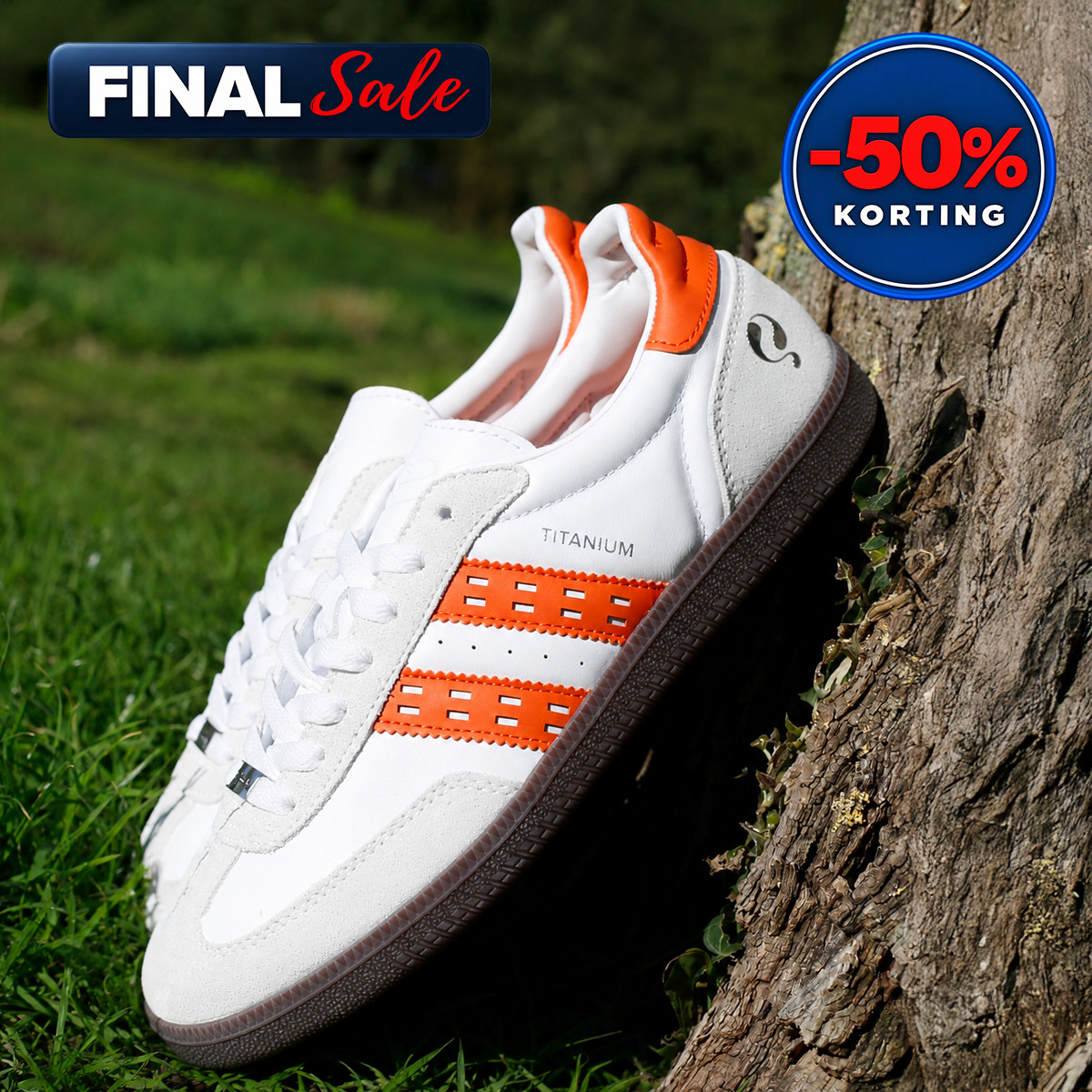 Heren Sneaker Titanium | Wit/Oranje