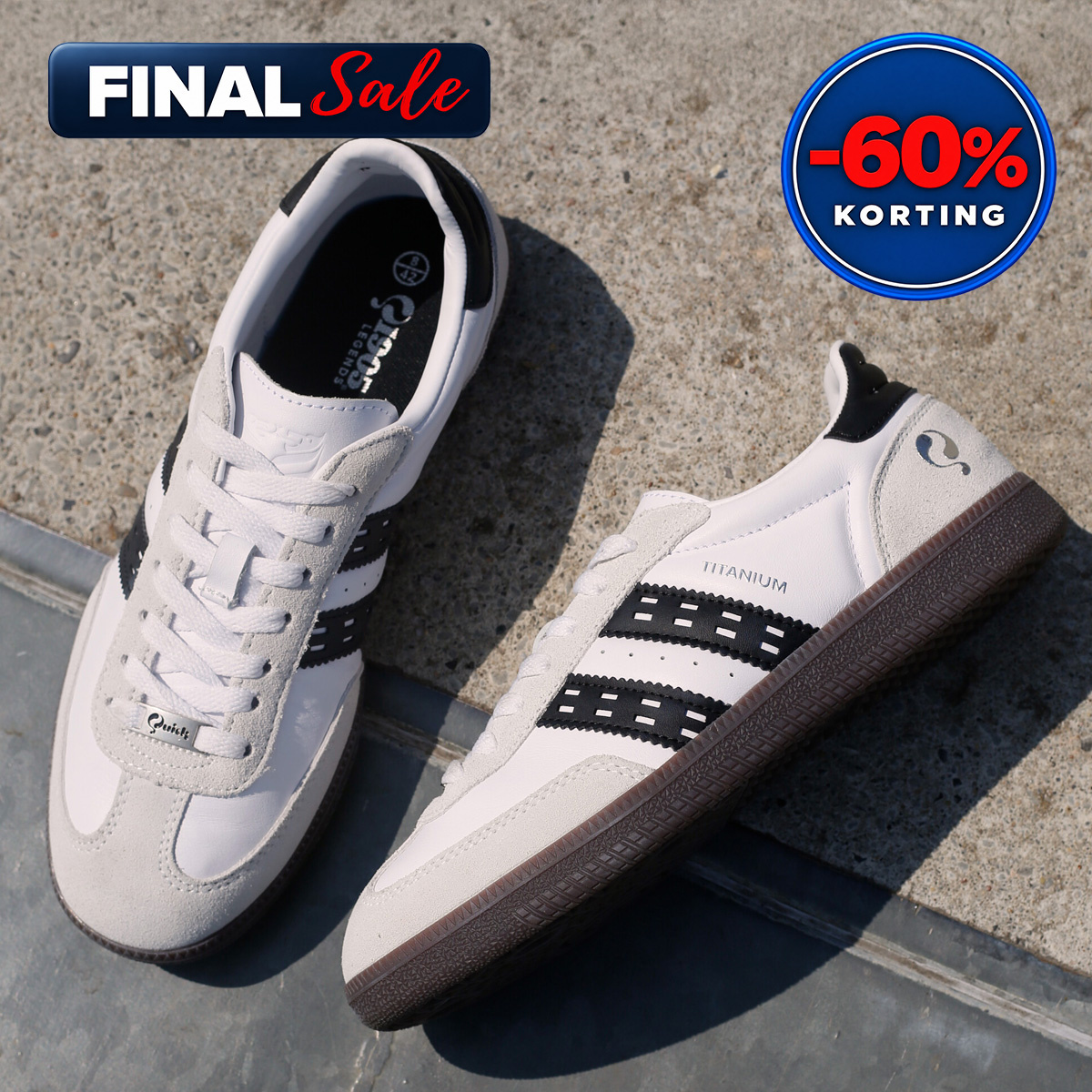 Heren Sneaker Titanium | Wit/Zwart
