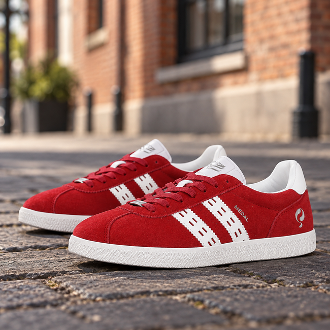 Heren Sneaker Medal - Donkerrood/Wit