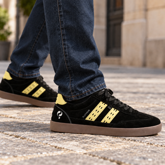 Q1905 Heren Sneaker Platinum - Zwart/Lichtgeel