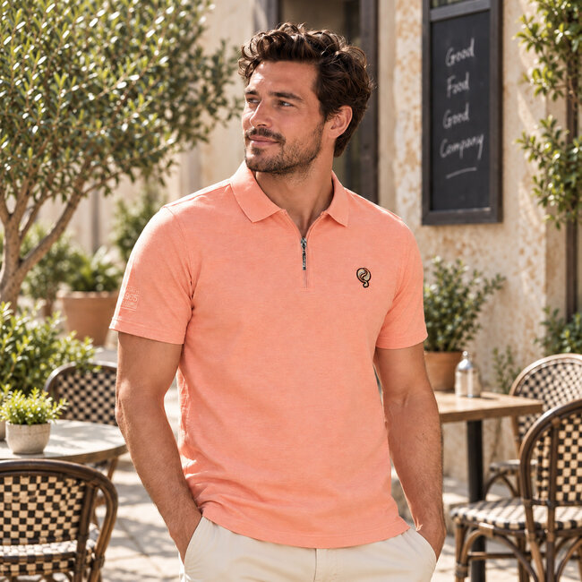 Q1905 Men's Polo Zuidland – Light Orange Melange