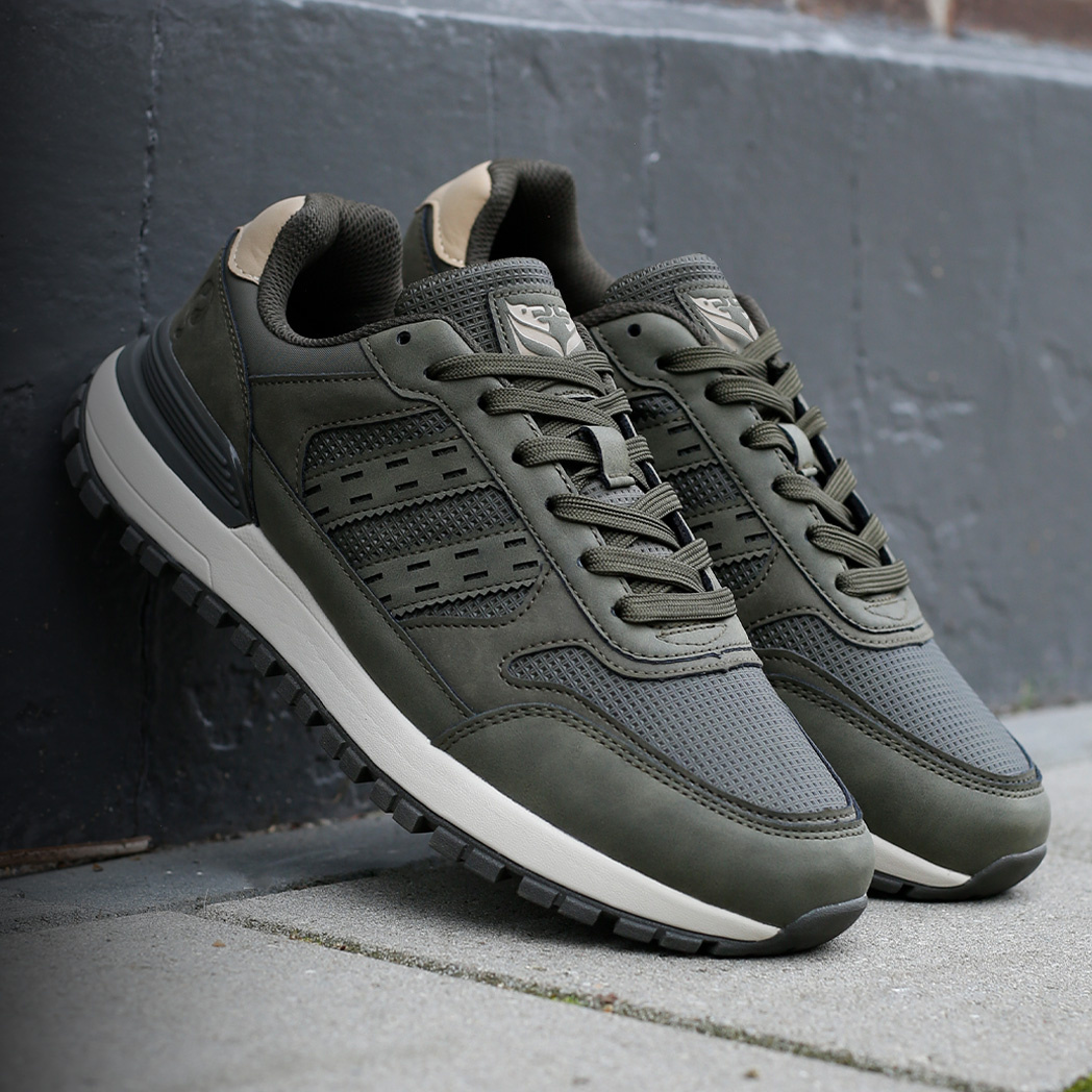 Heren Sneaker Bussel | Legergroen/ Wit