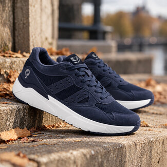 Q1905 Heren Sneaker Kampen - Donkerblauw/ Wit