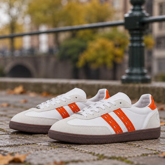 Q1905 Heren Sneaker Titanium - Wit/Oranje