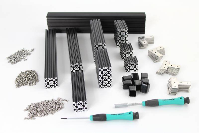 OpenBeam - 15x15mm aluminum profile Black Precut Kit OpenBeam in-a-box plus XL brackets