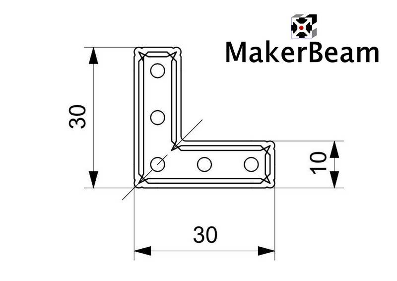 MakerBeam - 10mmx10mm 12 pieces of MakerBeam Right angle brackets (MakerBeamXL and OpenBeam compatible)