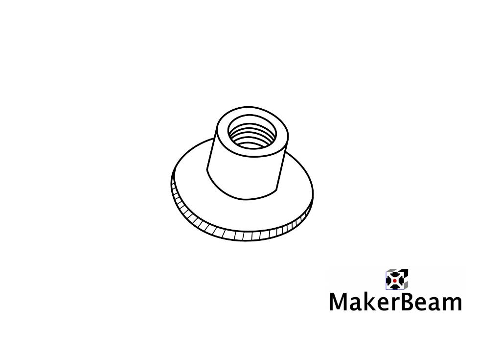 MakerBeam - 10mmx10mm 4 pieces, M3 knurled nuts compatible with both MakerBeam and OpenBeam bolts