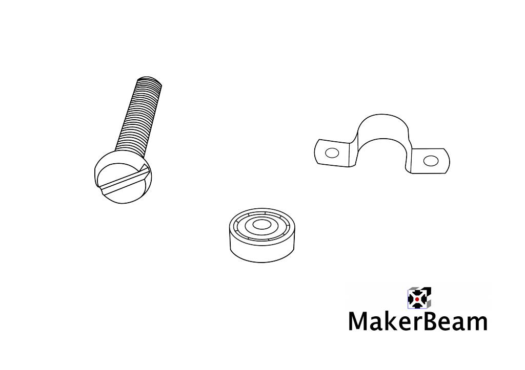 MakerBeam - 10mmx10mm 5 pieces of hinge bearings for Makerbeam (package comes with MakerBeam square headed bolts)