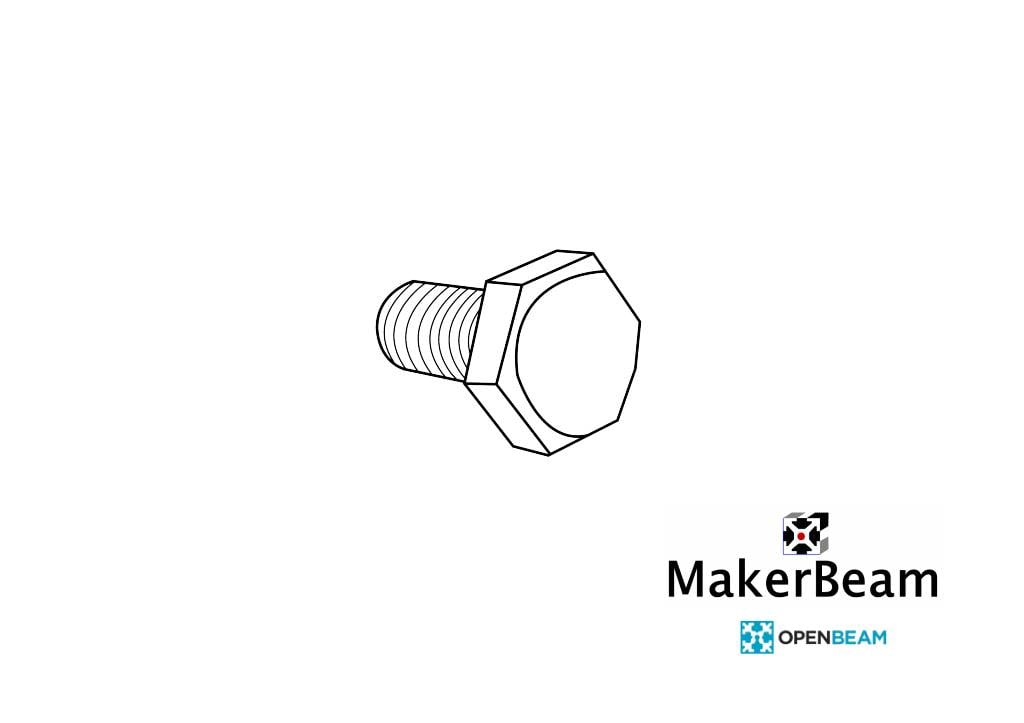 MakerBeamXL - 15mmx15mm 100 pieces, M3, 6mm, hexagon head bolts for 15x15mm ( MakerBeamXL and OpenBeam)