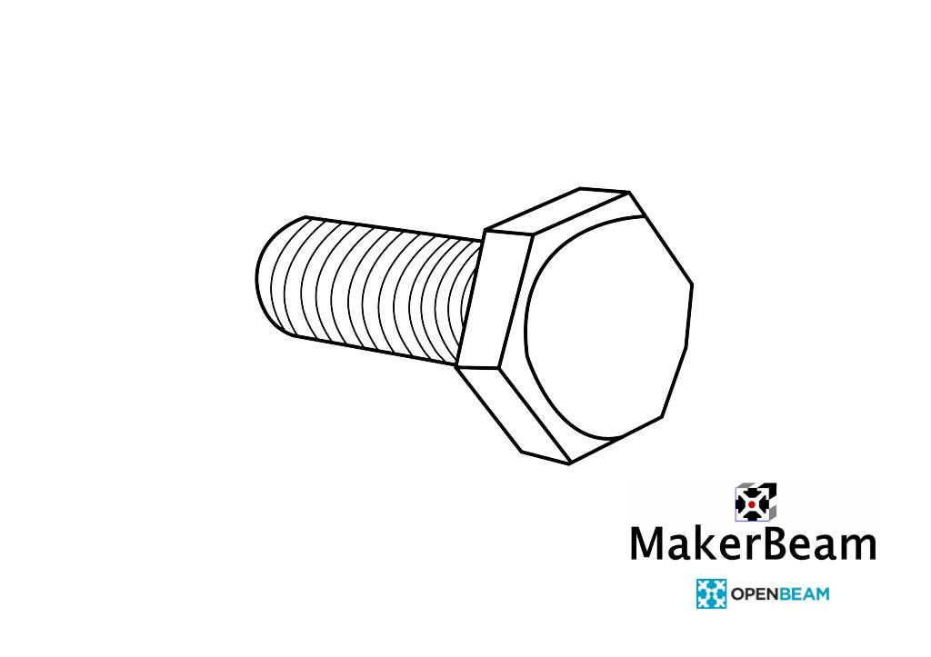 OpenBeam - 15mmx15mm 100 pieces, M3, 12mm, hexagon head bolts for 15x15mm ( MakerBeamXL and OpenBeam)