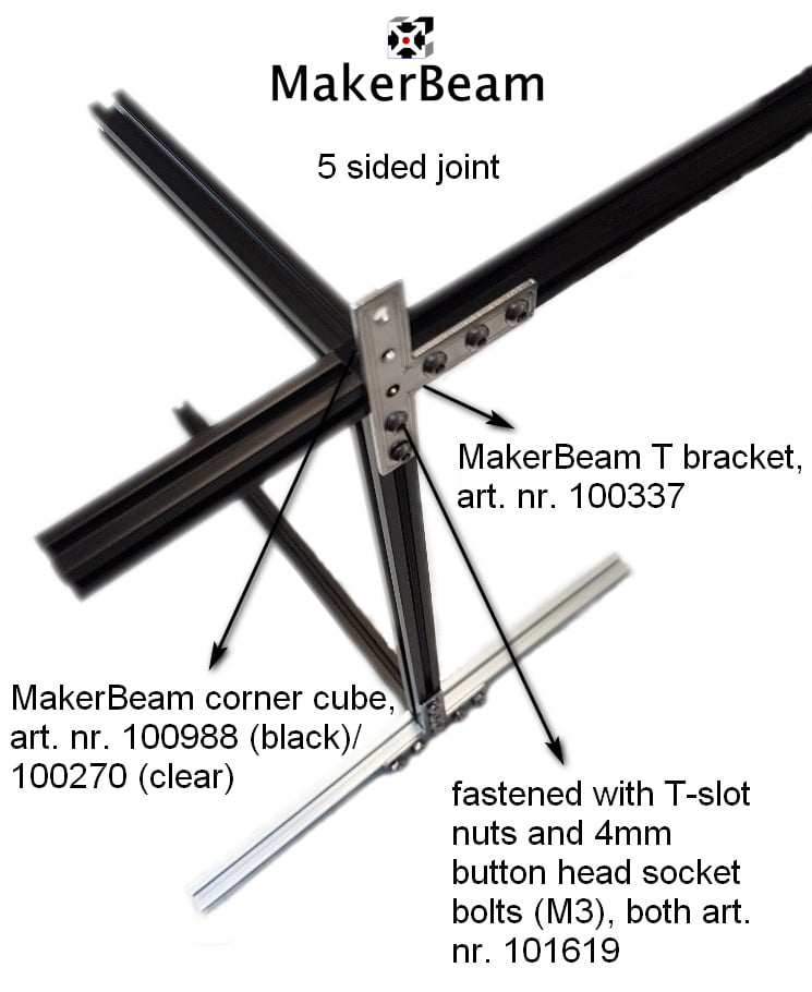 MakerBeam - 10mmx10mm 12 pieces of MakerBeam T brackets (MakerBeamXL and OpenBeam compatible)