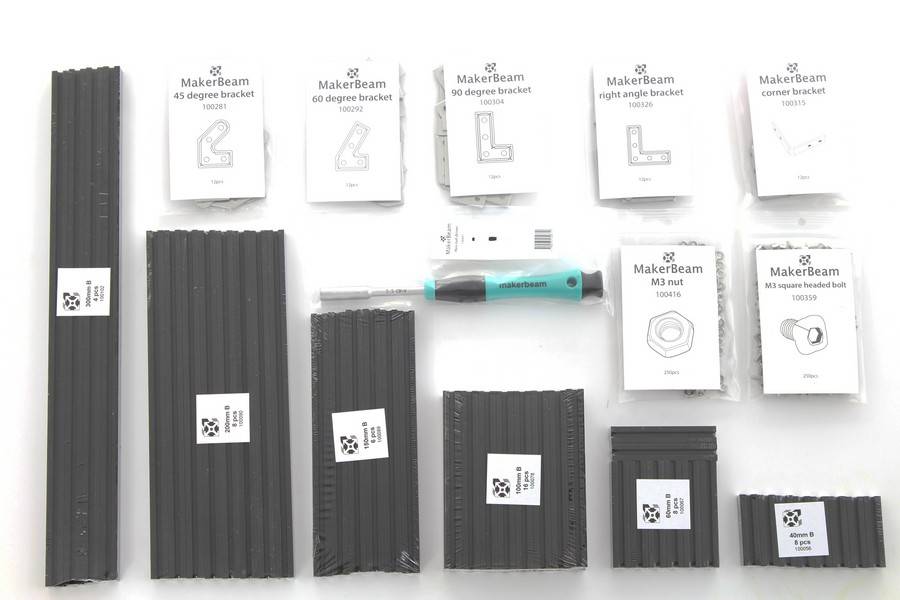 MakerBeam - 10mmx10mm Black Starter Kit Regular MakerBeam