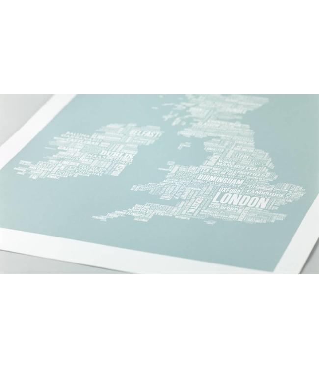 Zeefdruk UK Ijsblauw