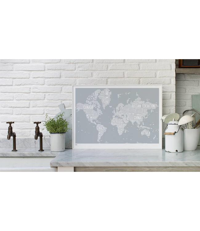 World Type Map Screen Print