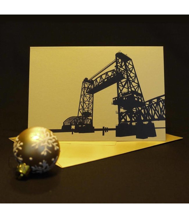 8 golden Xmas cards Rotterdam, 4 prints