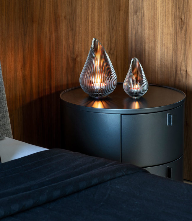 Glowbus Growdrop candle holder size L in corten, rvs or black