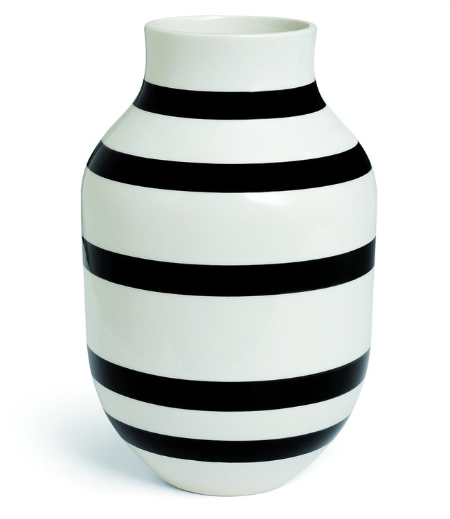 Kähler Design Striped Omaggio Vase H31 Black Ceramics