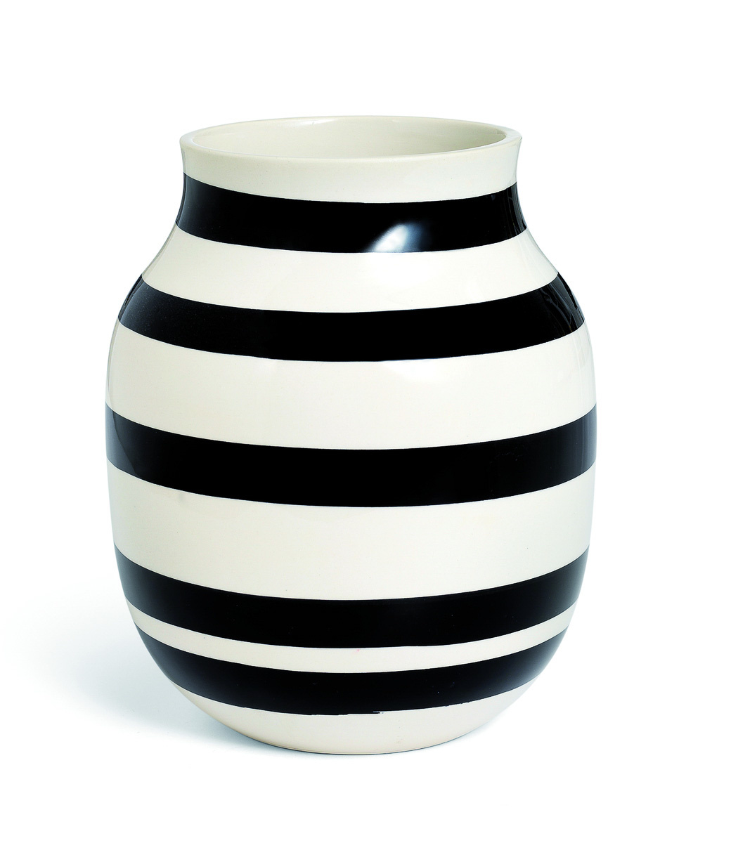 白黒2枚セットwerthy ASYMMETRY TANK(Cup in) Omaggio Vaas H20 van Kähler zwart wit gestreept bij North Sea