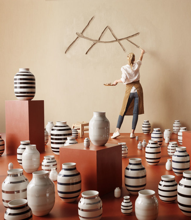 Kähler Design Gestreepte Omaggio Vaas H12,5 Scarlet Rood