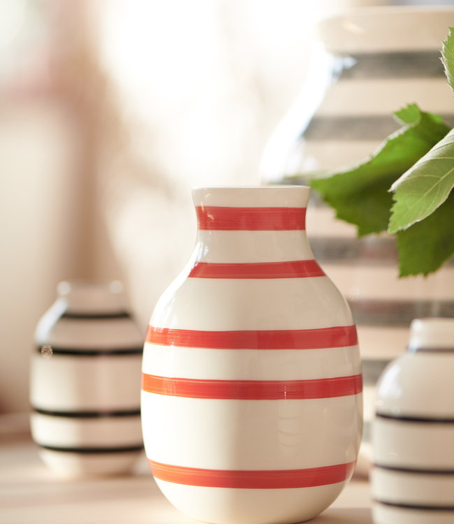 Kähler Design Striped Omaggio Vase H12,5 Scarlet Red