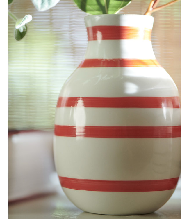Kähler Design Gestreepte Omaggio Vaas H12,5 Scarlet Rood