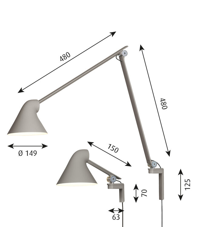 Louis Poulsen NJP Wandlamp in 2 afmetingen