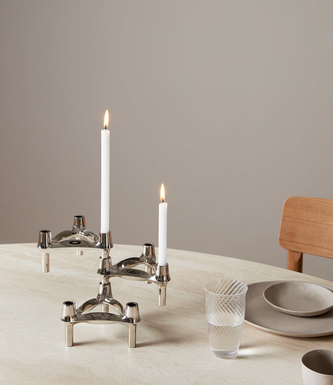 Stoff Nagel Set of three BMF Stackable Candle Holder Chrome