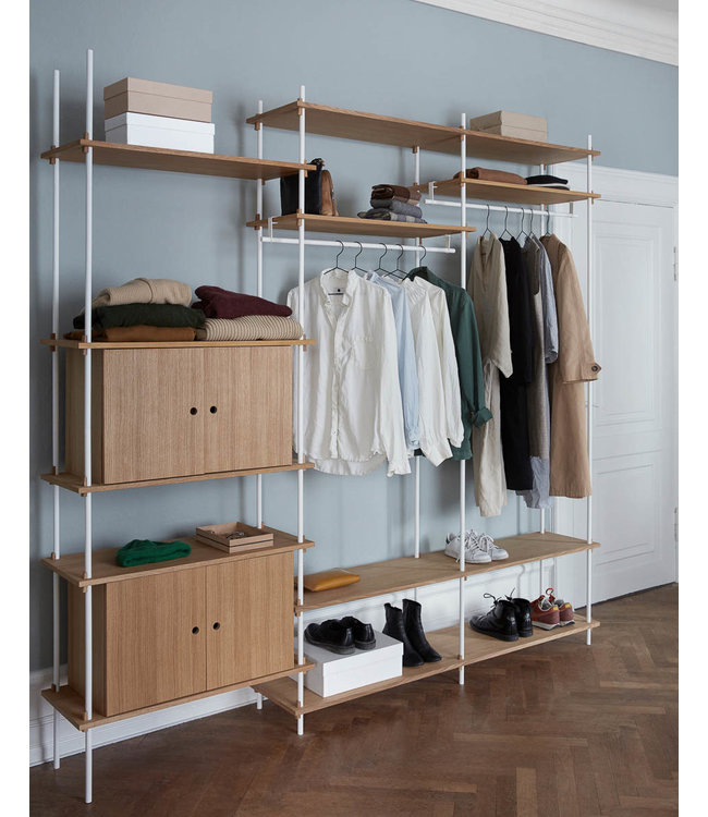 Moebe Shelving System met kast en kledingstang Hoogte 255cm