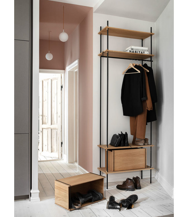 Moebe Shelving System w. Cabinet and Clothing Rack H: 255cm