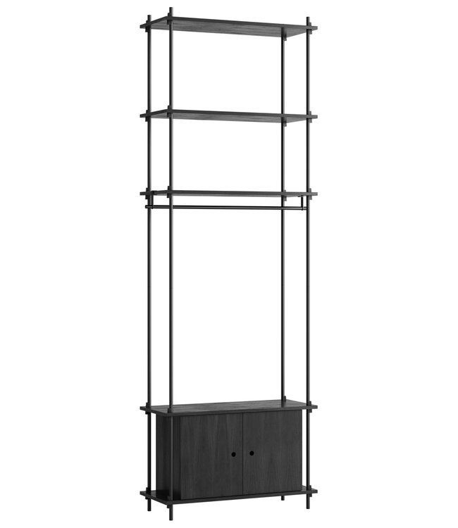 Moebe Shelving System w. Cabinet and Clothing Rack H: 255cm