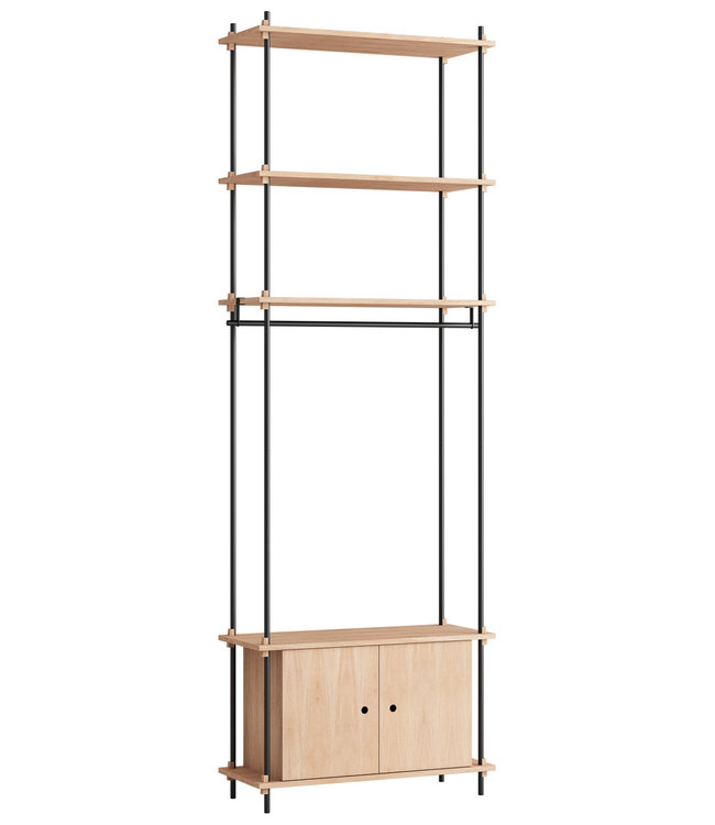 Moebe Shelving System met kast en kledingstang Hoogte 255cm