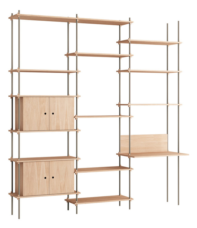 Moebe Shelving System 3 Double w. Desk and 2 Cabinets