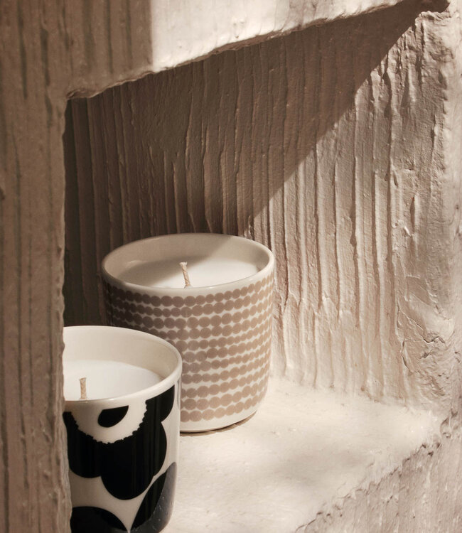 Marimekko Oiva Unikko scented candle and coffee cup