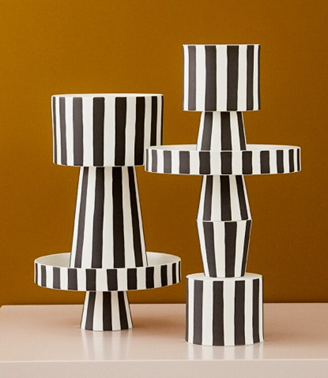 Oyoy Living Toppu Planten Pot Small Zwart Wit