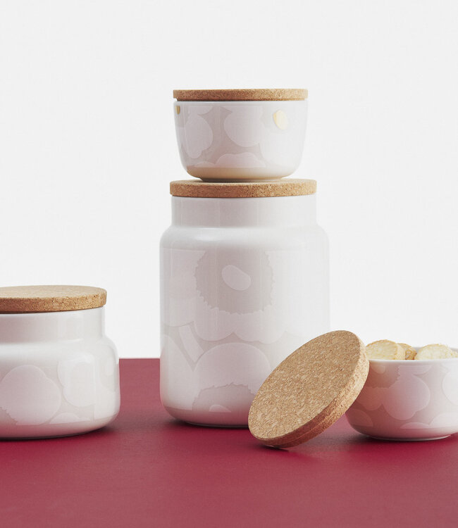 Marimekko Oiva Unikko Storgae Jar 1,2 l | white-on-white