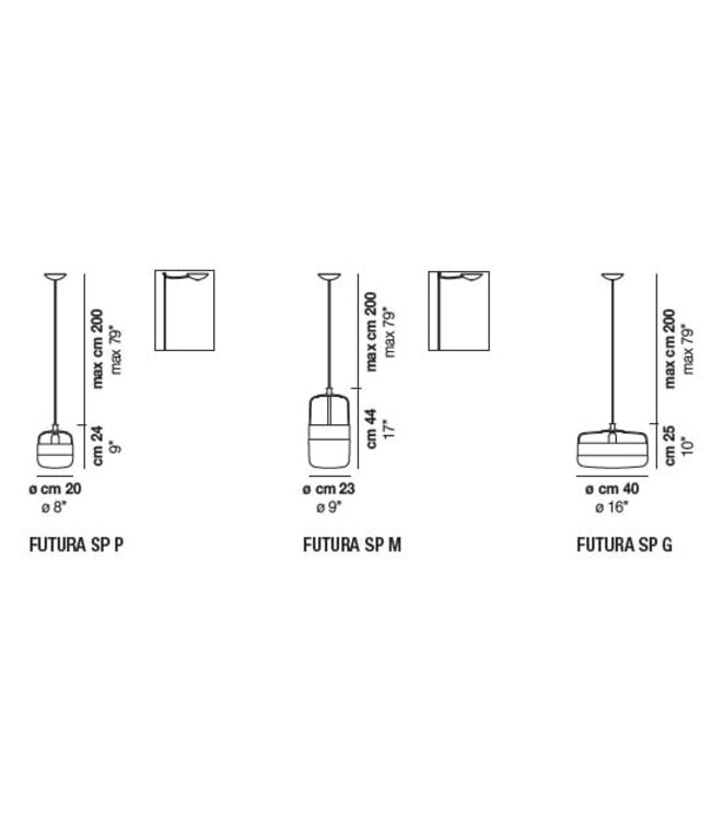 Vistosi Pendant lamp Futura SP Medium Copper