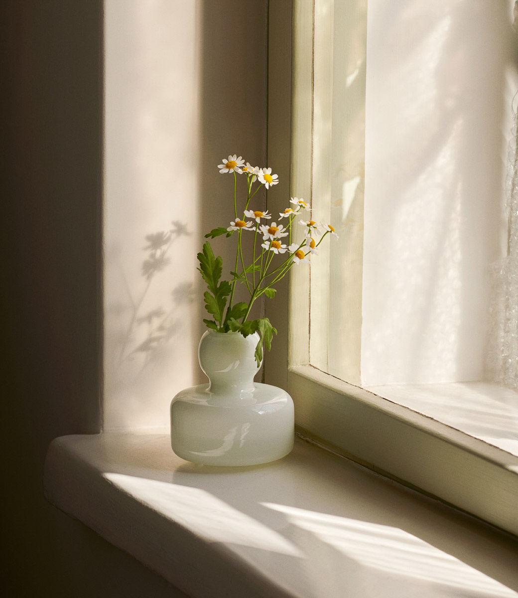 Small Marimekko Flower Vase white glass at North Sea Design