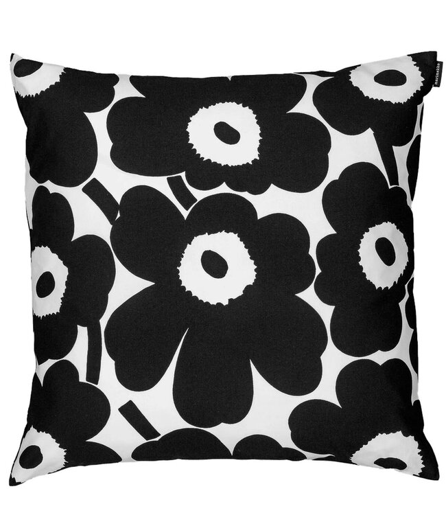 Marimekko Pieni Unikko Black Throw Pillow cover