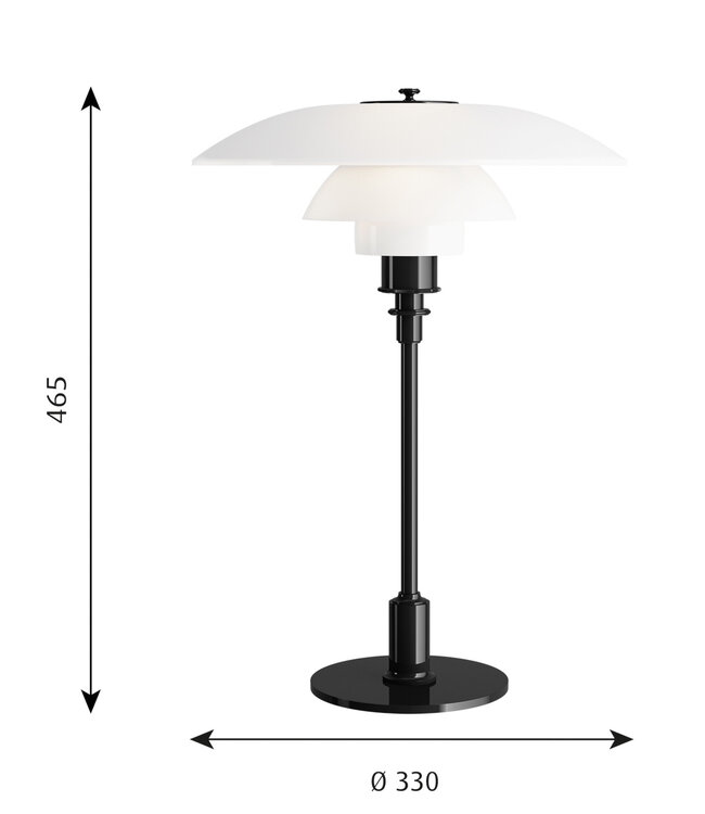 Louis Poulsen PH 3½-2½ Table Lamp Glass in chrome, brass and black