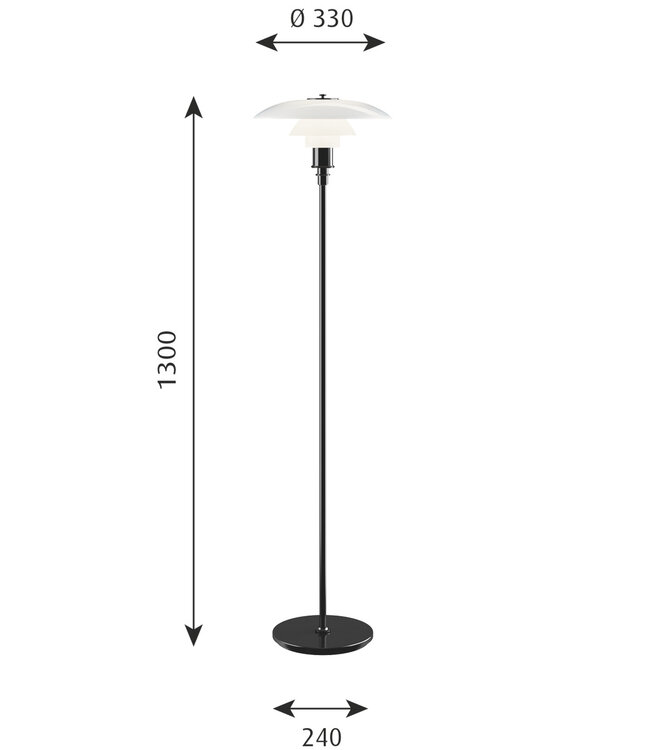 Louis Poulsen PH 3½-2½ Staande lamp glas