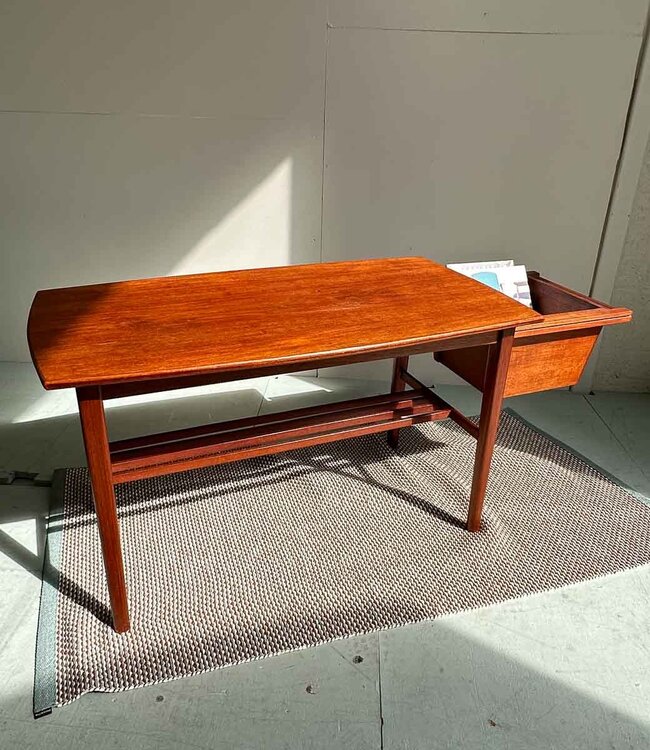 Vintage Teak Coffee Table with pull out tray