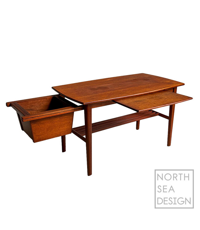Vintage Teak Coffee Table with pull out tray