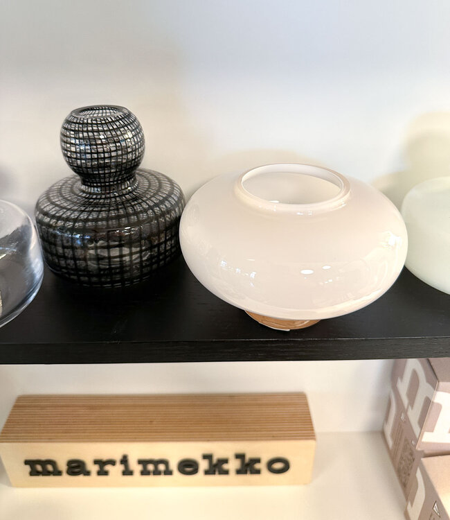 Marimekko Flower Vase Clear glass with black Filigree Pattern