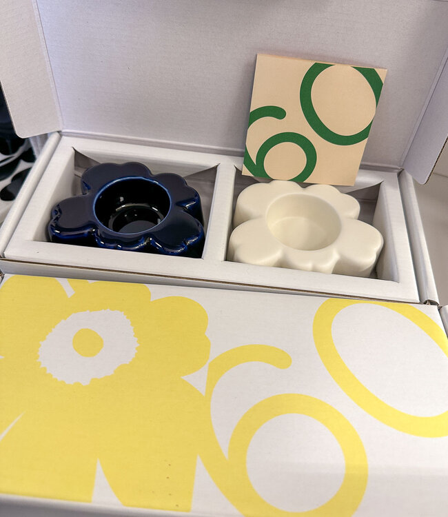 Marimekko 2 Unikko Bloem waxinelichthouders in giftbox
