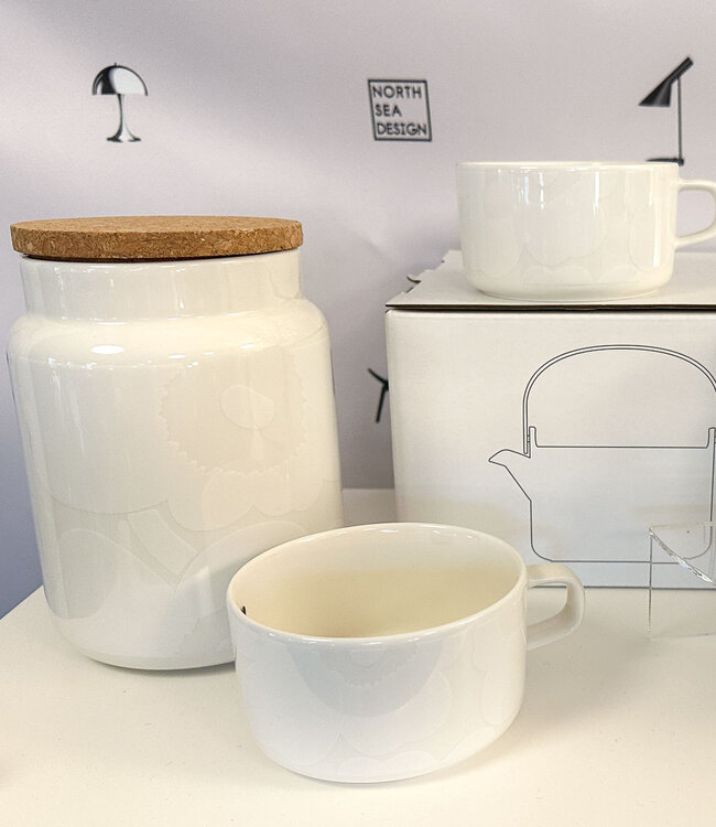 Marimekko Oiva Unikko Voorraadpot 1,2 l | Wit op wit